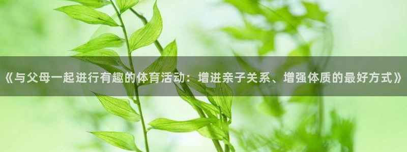 劲球体育app官方下载：《与父母一起进行有趣的体育活动：增进亲子关系、增强体质的最好方式》